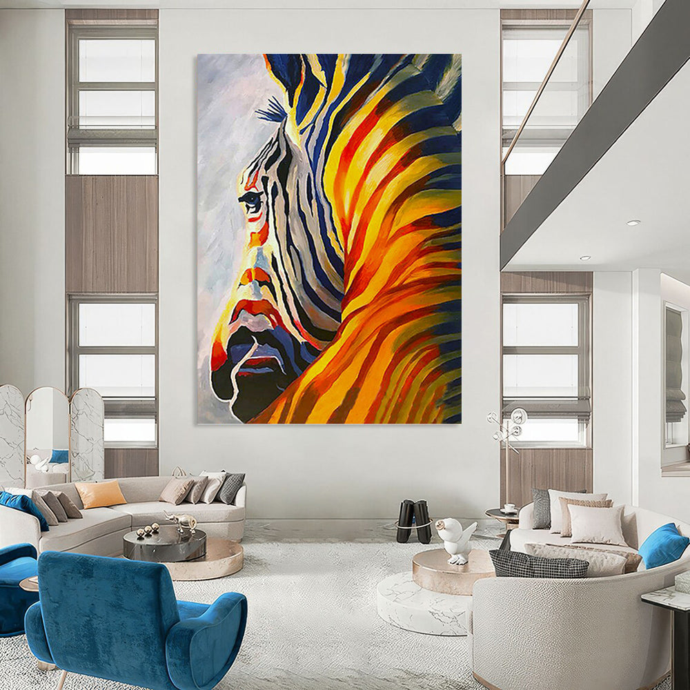 Vibrant Color - Blocked Zebra - Wildlife Painting On Canvas DKH1428