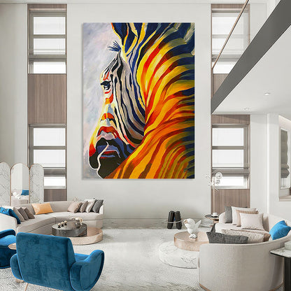 Vibrant Color - Blocked Zebra - Wildlife Painting On Canvas DKH1428