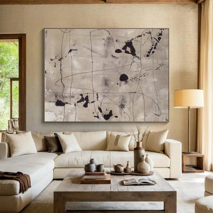 “Ink - Like Abstract Lines” Abstract Ink - Inspired Painting On Canvas DKH446