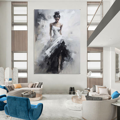 “Monochrome Graceful Bride” – Impressionistic Figure Oil Painting On Canvas CT2133