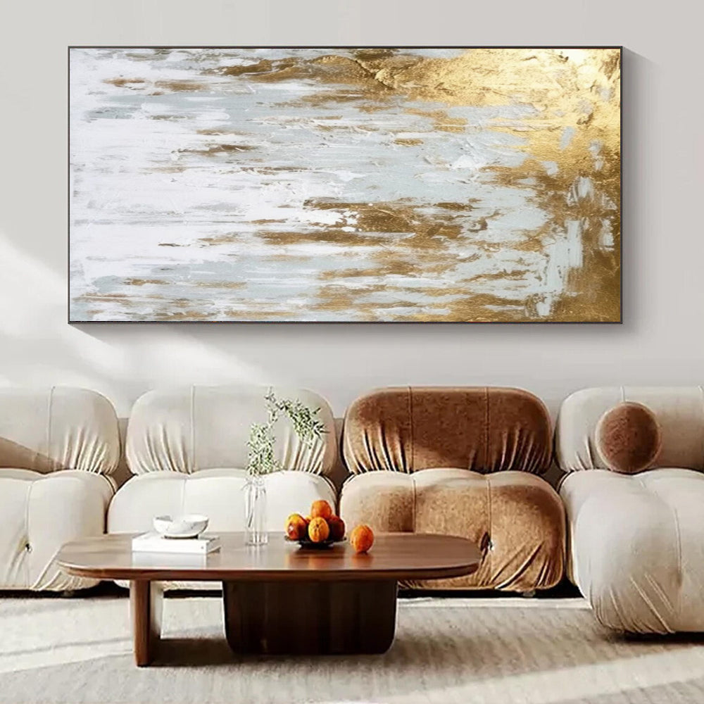 “Gold - Gray Dripping Elegance” – Textured Abstract Art CT1037