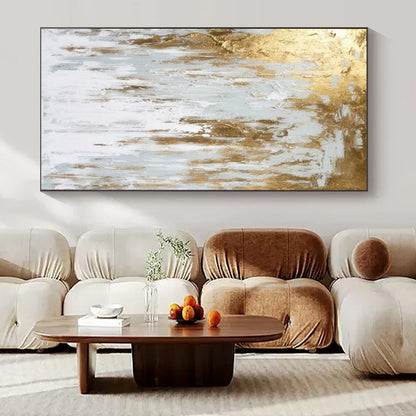 “Gold - Gray Dripping Elegance” – Textured Abstract Art CT1037
