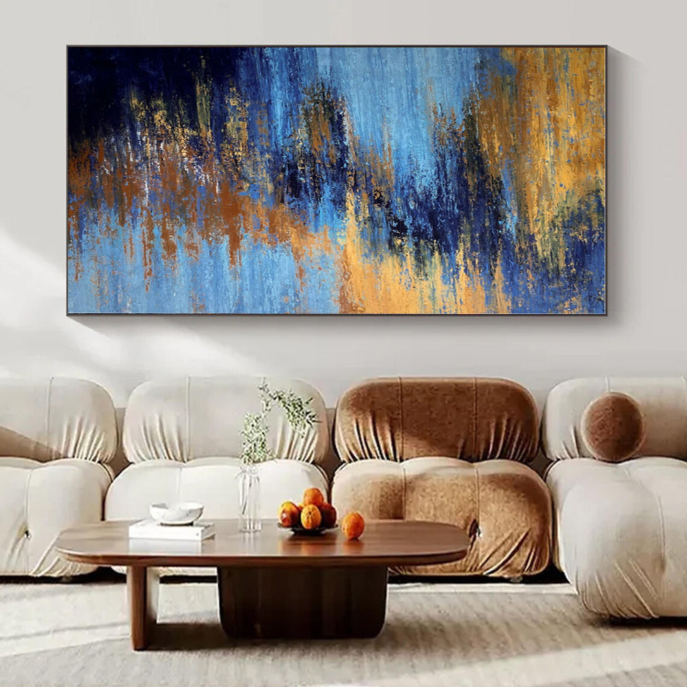 Blue - Gold Fusion - Abstract Landscape Oil Painting CT1234