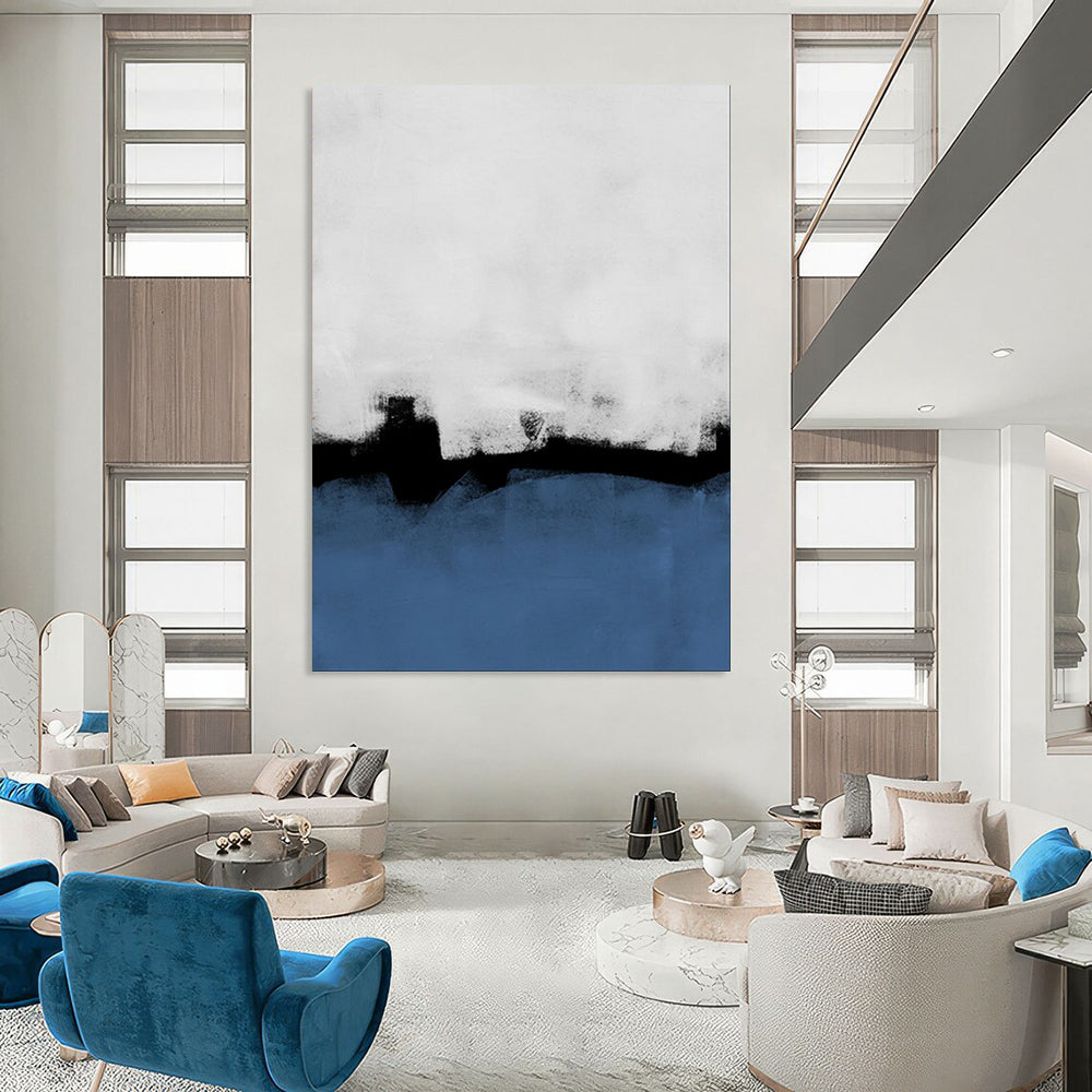“Monochrome Blues and Whites - Minimalist Abstract” - Acrylic Abstract Art CT1964