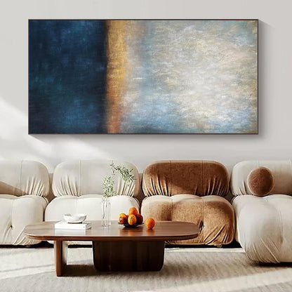 Muted Blues, Greys & Golds, Horizon Line - "Eternal Dusk" - Abstract Landscape Oil Painting CT1441