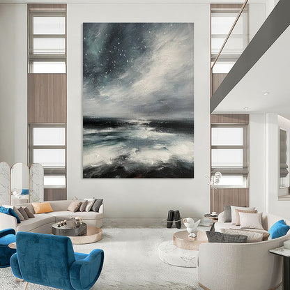 Starry Sea Abstract - Seascape - Inspired Abstract Painting On Canvas CT2270