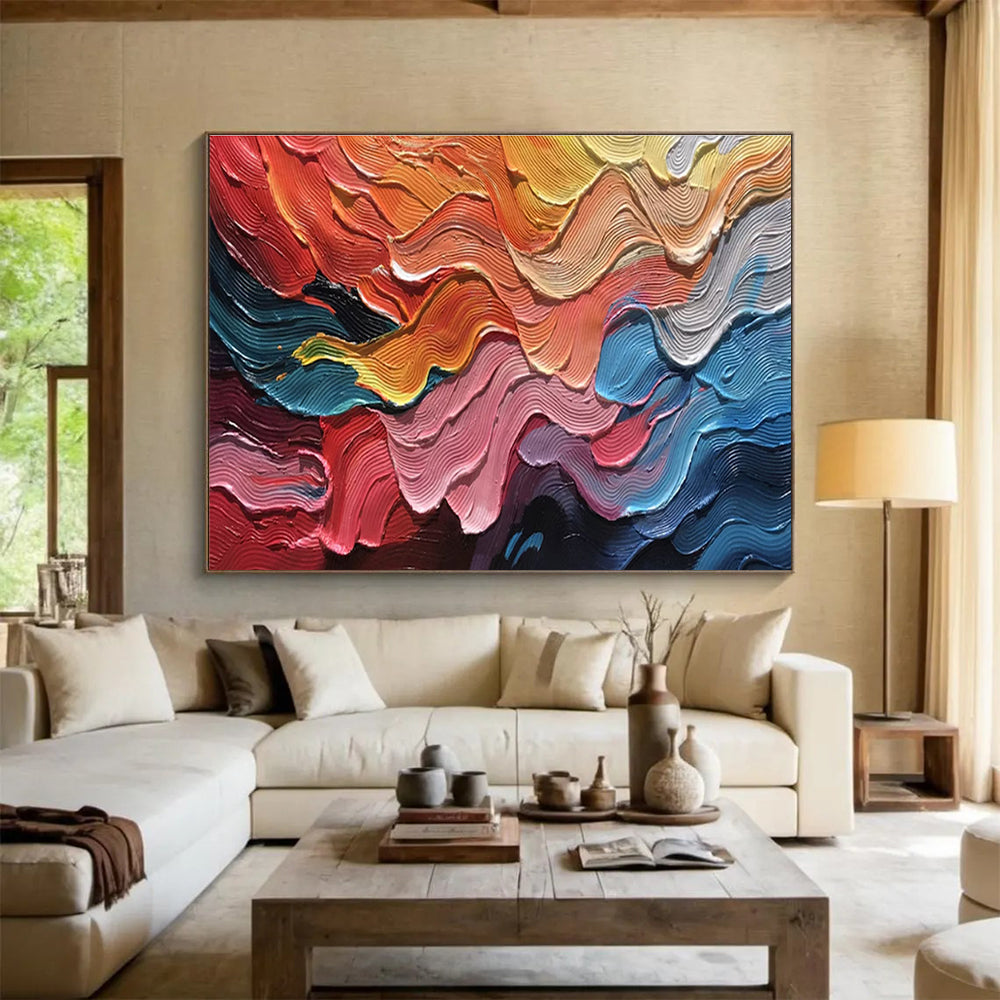 “Color - Swirled Abstract Waves” - Dynamic Abstract Painting On Canvas DKH823
