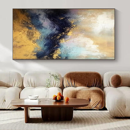“Gold and Blue Waves” ，Abstract Seascape Oil Painting CT0920