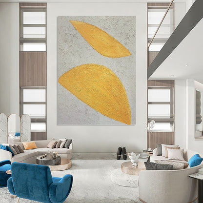 “Textured Yellow Leaves” - Nature - Inspired Abstract Painting On Canvas DKH1074