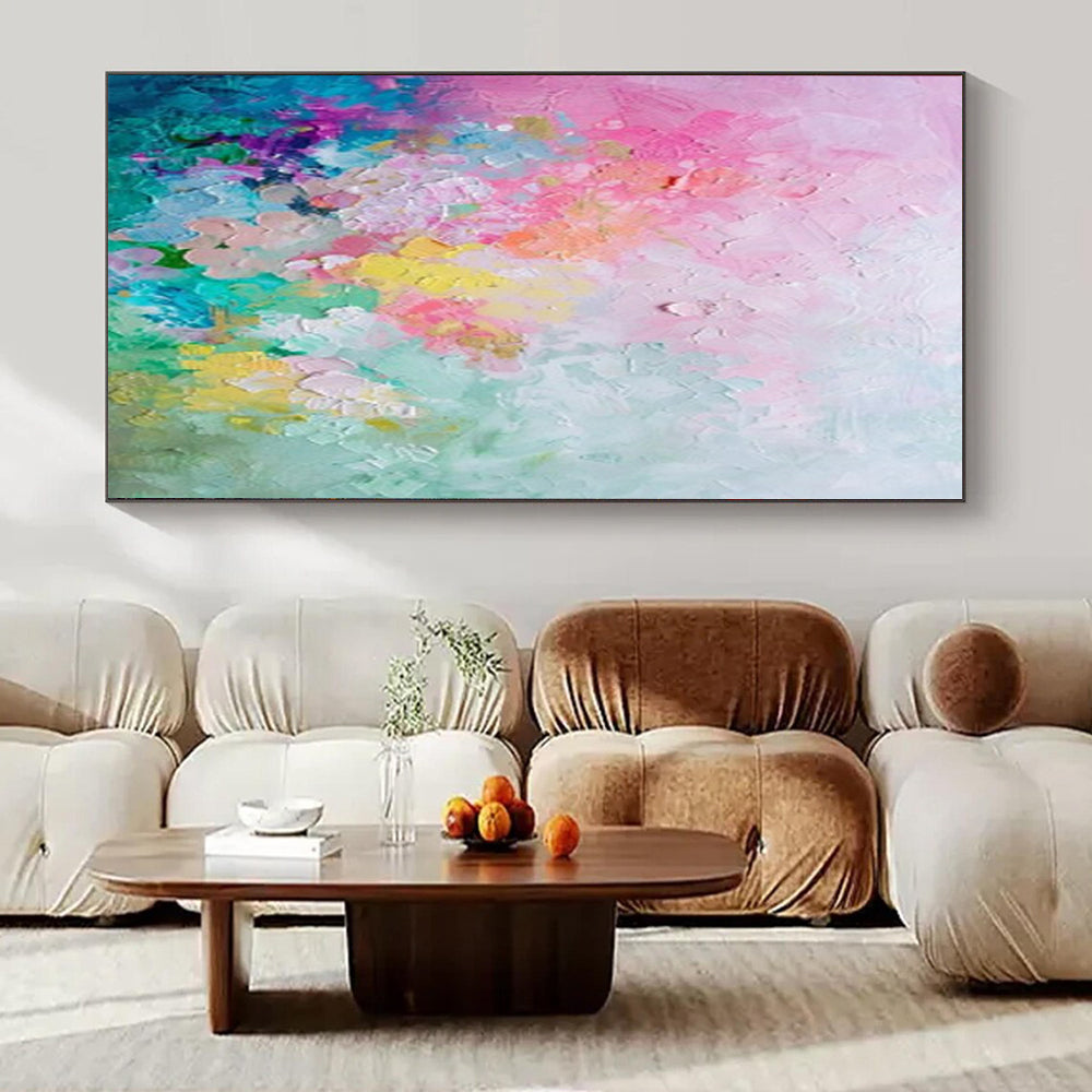 “Pastel Petal Burst” – Impasto Abstract Art CT1026