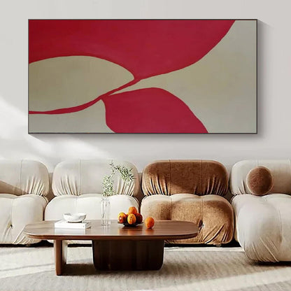 “Red - Beige Connected Shapes” – Abstract Connected Shape Art CT0998