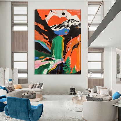 “Colorful Mountain Waterfall” - Abstract Landscape Painting On Canvas DTP105