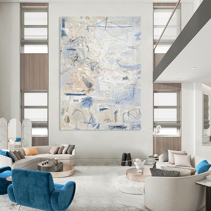 “Blue - Beige Abstract Layers” - Abstract Expressionist Painting On Canvas DTP144