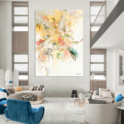 “Yellow - Hued Floral Burst” - Vibrant Flower Bouquet Painting On Canvas DKH1087