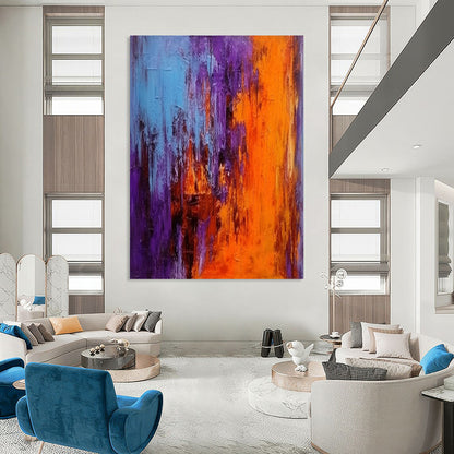 “Purple - Orange - Blue Abstract” - Abstract Expressionist Painting On Canvas DTP075