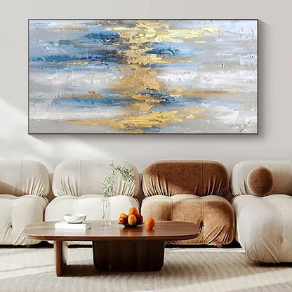 “Gray, Blue, Gold Urban Silhouette” – Urban - Inspired Abstract Art CT1011