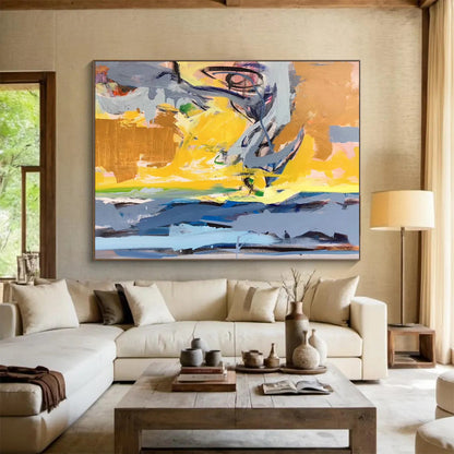 “Colorful, Abstract Sunset ‘Vibrant Horizon Mix’” - Expressionist Abstract Painting On Canvas DLZ034