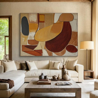 Earth - Tone Abstract “Subtle Earthy Shapes” Painting On Canvas DKH088