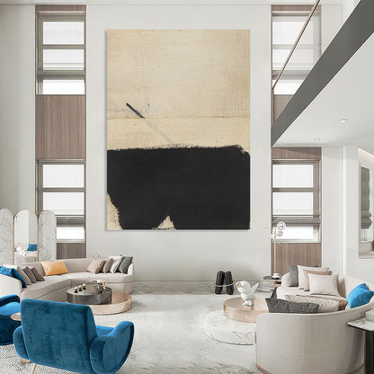 Dynamic Black and Beige Abstract - Abstract Painting On Canvas DKH1422