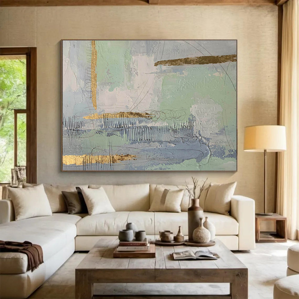 Pastel and Gold Light - Toned Abstract Elegance Painting On Canvas DKH179