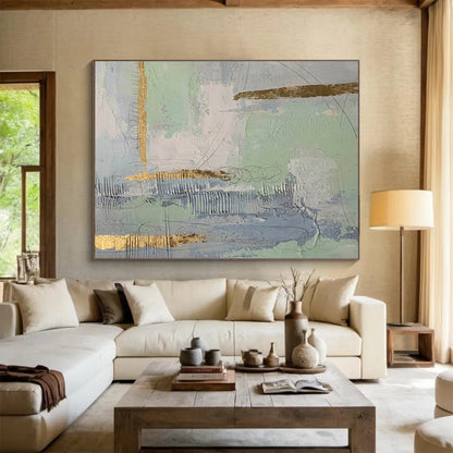 Pastel and Gold Light - Toned Abstract Elegance Painting On Canvas DKH179