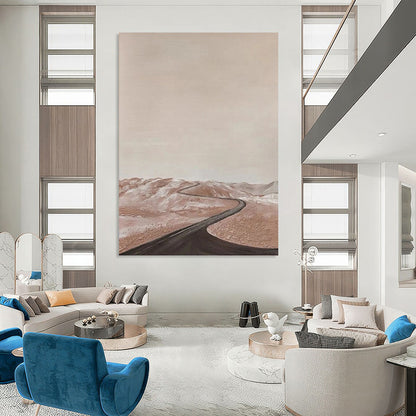 “Minimalist Desert Road Landscape” - Serene Landscape Painting On Canvas DKH1123