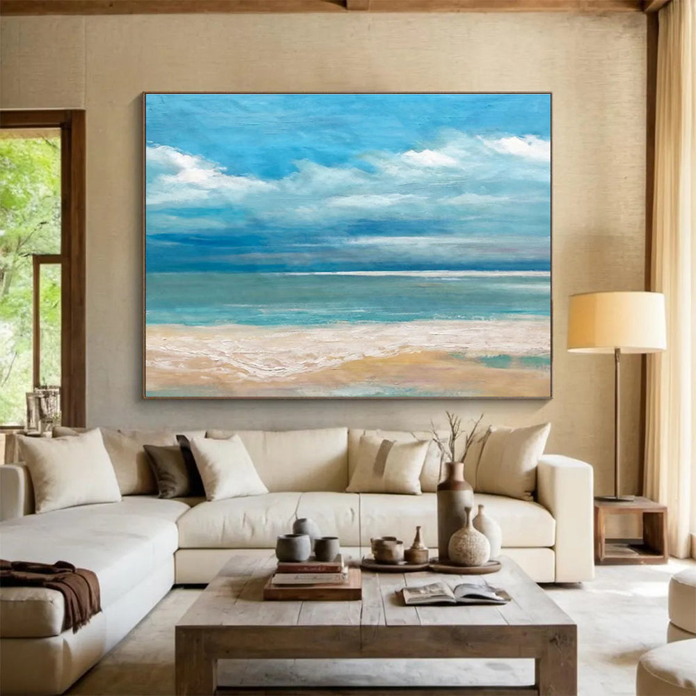 Tranquil Beach Scene - Impressionistic Seascape Painting On Canvas DKH638