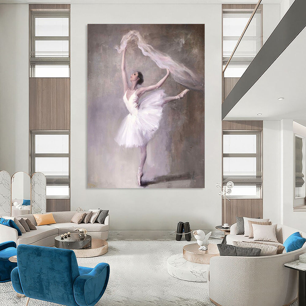“Graceful Ballerina with Veil” – Realistic Oil Painting On Canvas CT2181