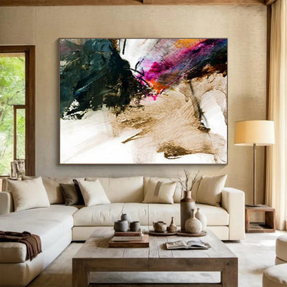 “Colorful Abstract Gesture” Abstract Action Painting On Canvas DKH394