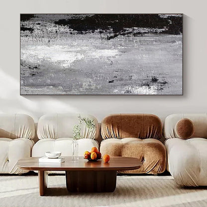 “Black - White Textured Abstraction” – Abstract Expressionist Painting CT1150