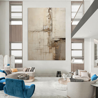 Textured Neutrals Abstract Grid - Abstract Painting On Canvas DKH1319