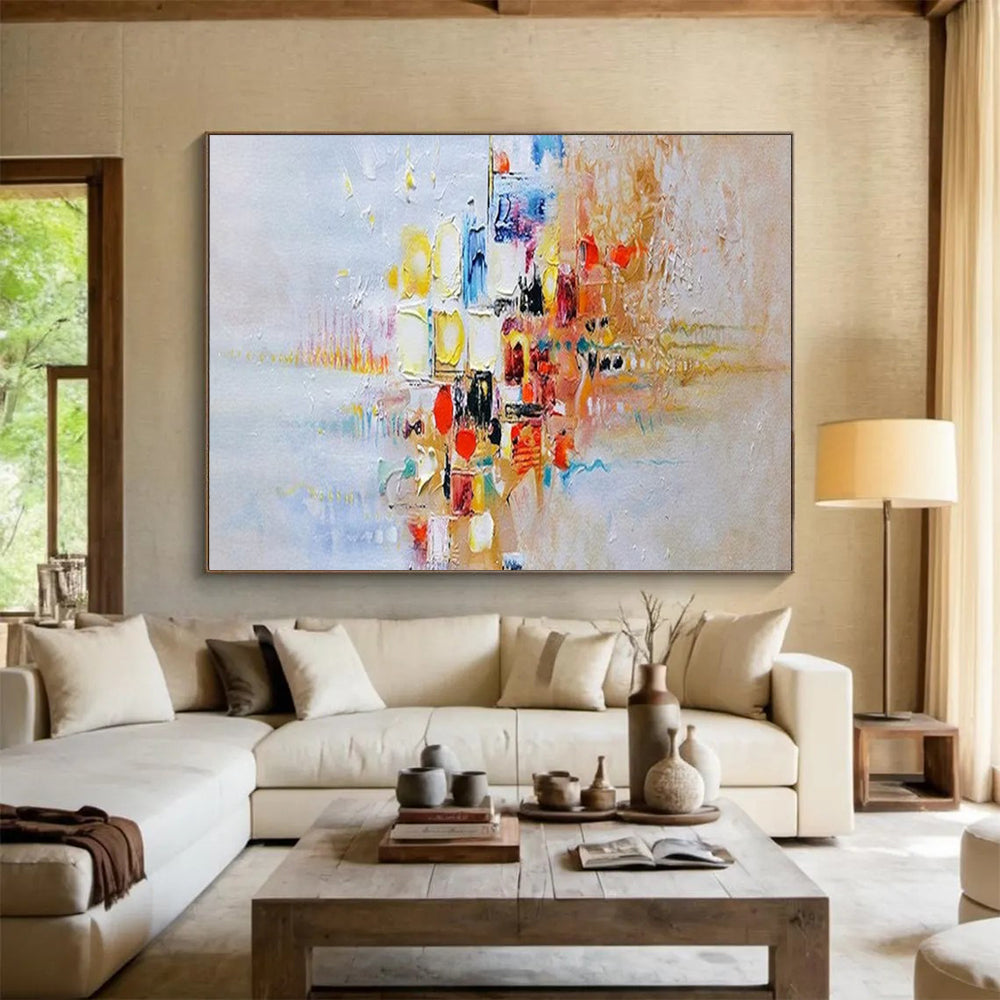 Colorful Abstract Cityscape - Textured Urban Painting On Canvas DLZ180