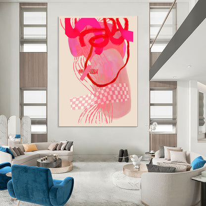 “Pink and Red Abstract Forms” - Modern Abstract Painting CT2000