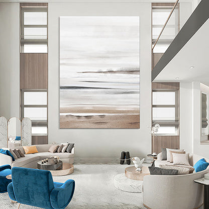 “Neutral Beach Layers” – Abstract Watercolor Seaside Scene CT2064