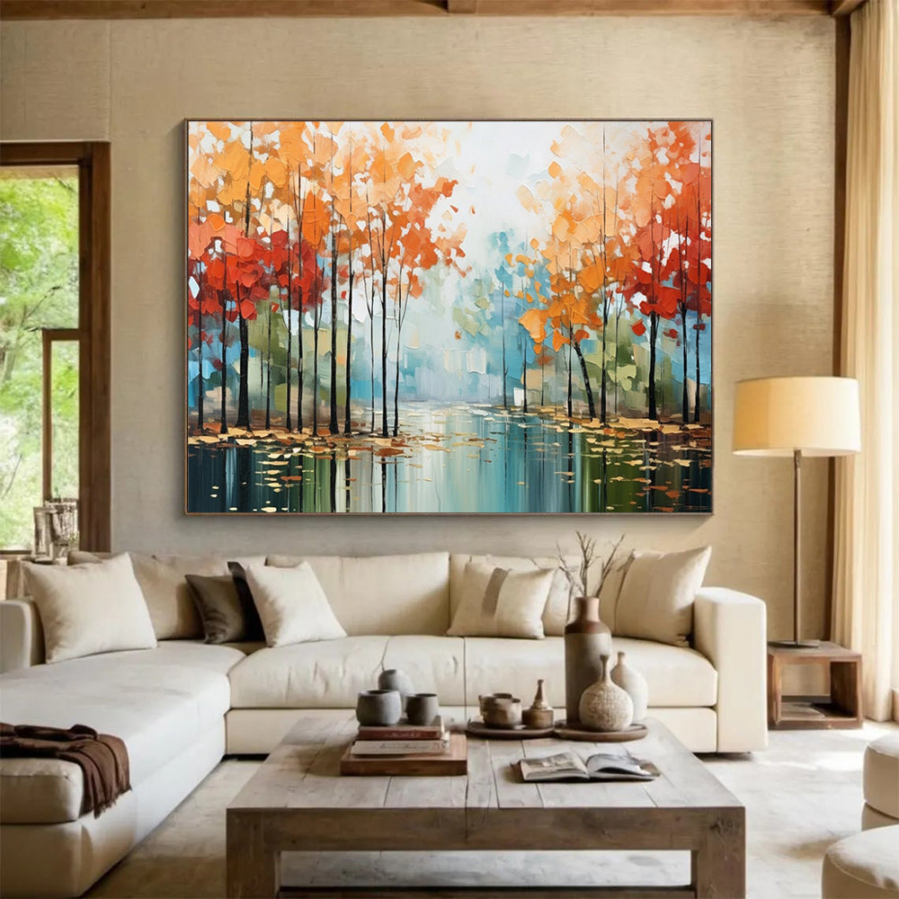 “Misty Forest River” Landscape - inspired Impressionist Painting On Canvas DLZ164