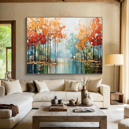 “Misty Forest River” Landscape - inspired Impressionist Painting On Canvas DLZ164
