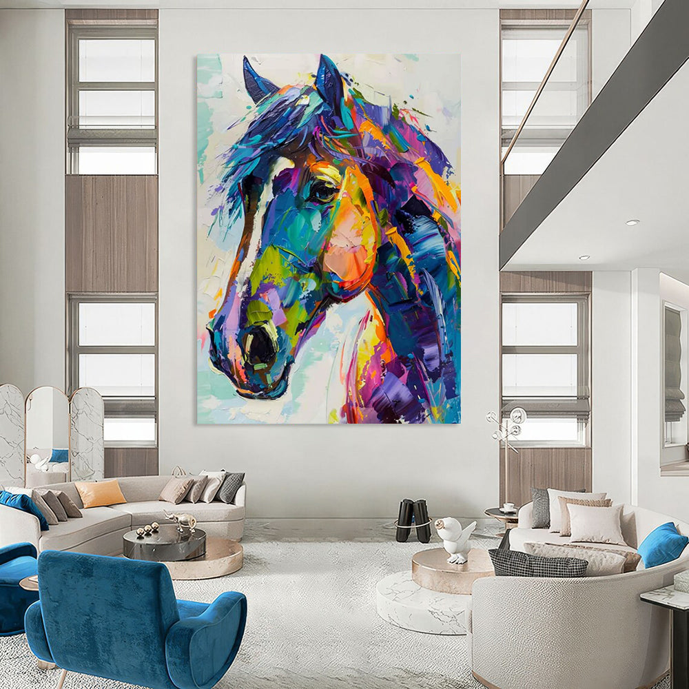 “Vibrant Colorful Horse” - Expressionist Animal Painting On Canvas DTP086