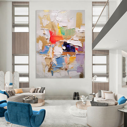 “Color - Blocked Impasto Abstraction” - Bold Abstract Painting On Canvas DKH1057