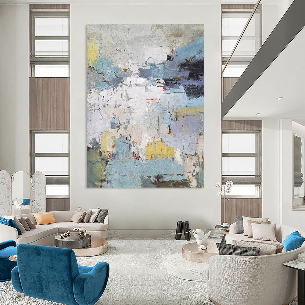 “Colorful, Abstract Cityscape ‘Urban Mosaic’” - Impasto Abstract Painting On Canvas DTP352