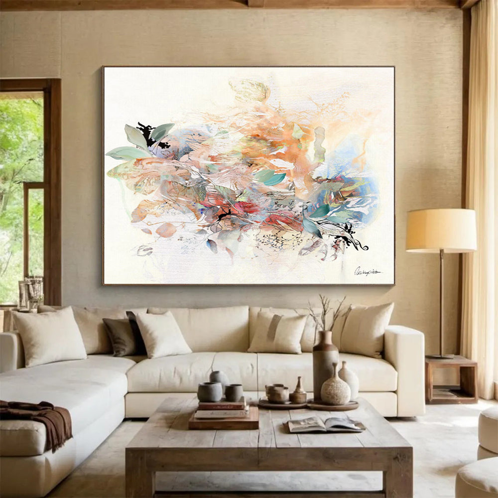 “Mixed - Media Floral Collage” Mixed - Media Art On Canvas DKH532