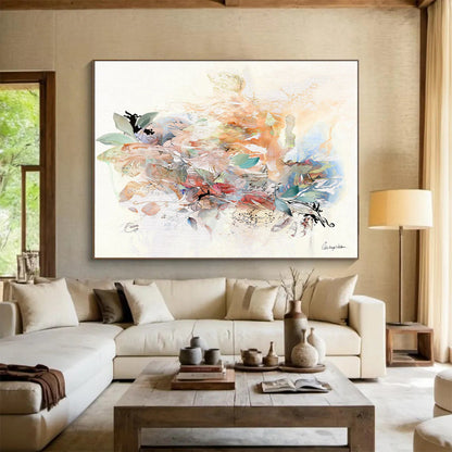 “Mixed - Media Floral Collage” Mixed - Media Art On Canvas DKH532