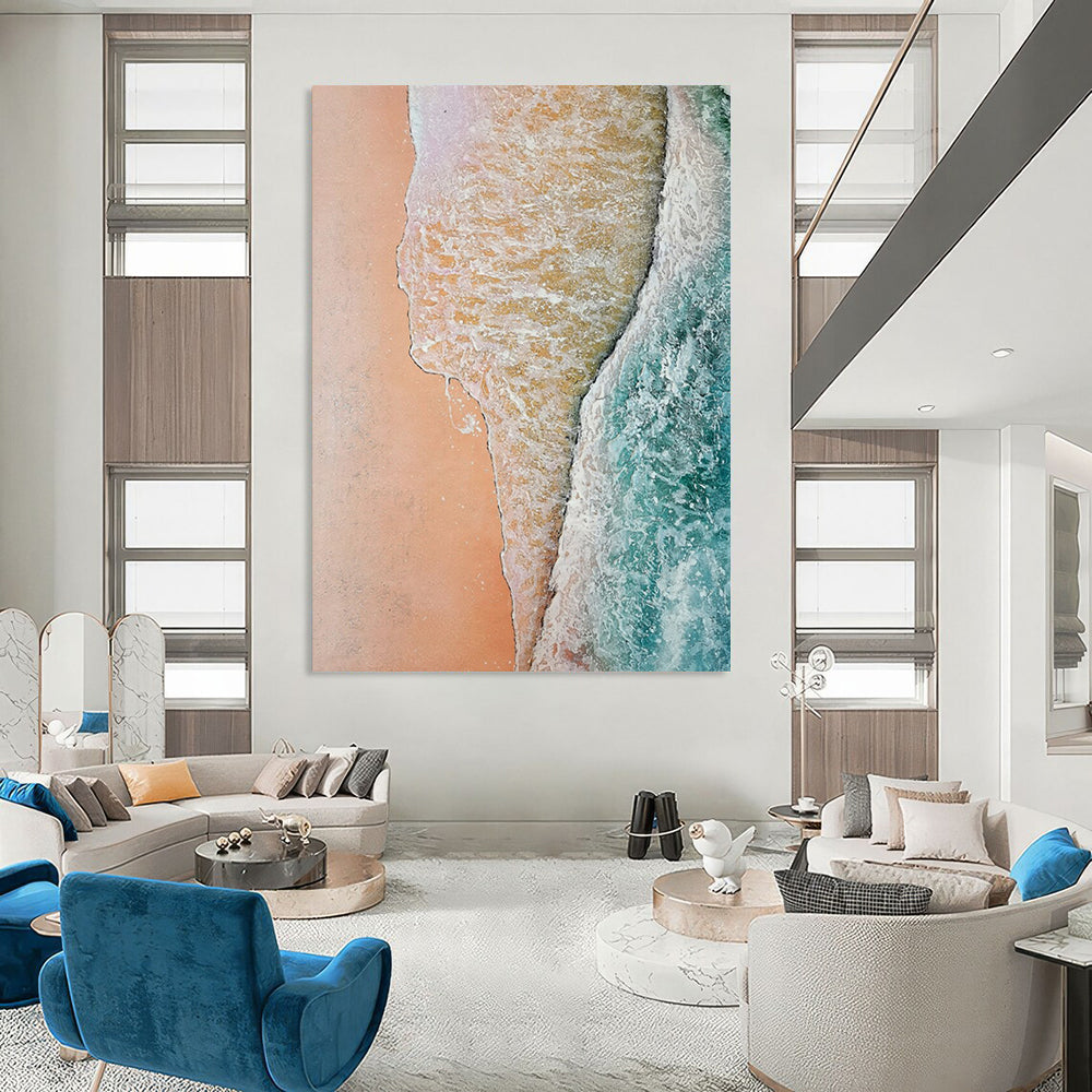 “Aerial Beach View” - Impressionist Landscape Painting On Canvas DTP044