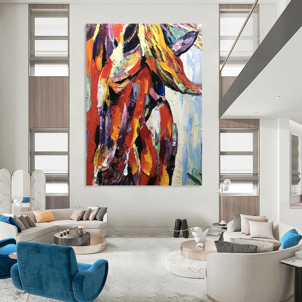 Vibrant Colorful Horse - Impasto Animal Painting On Canvas DKH1272