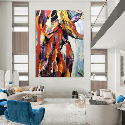 Vibrant Colorful Horse - Impasto Animal Painting On Canvas DKH1272