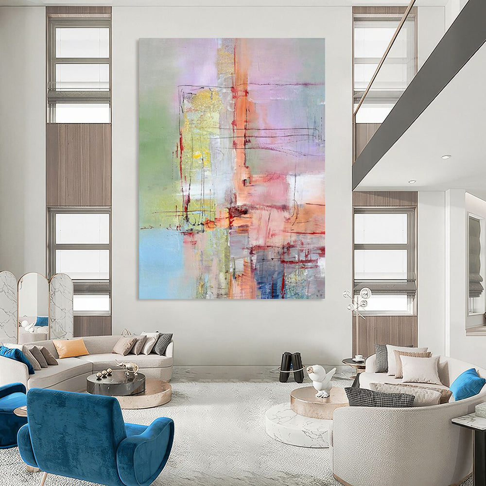 Pastel Abstract Layers - Soft - Hued Abstract Painting On Canvas CT2259
