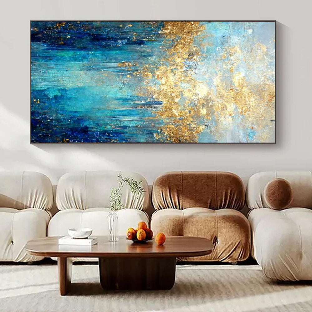 “Blue - Gold Ethereal Forest” – Textured Abstract Landscape CT1015