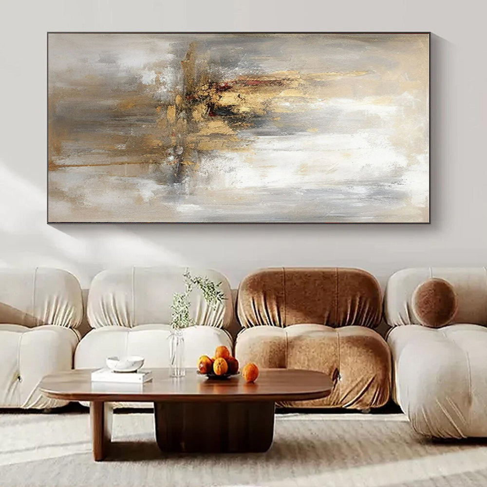 Grey, Gold, White & Red Abstract Reflection - "Ethereal Reflections" - Abstract Oil Painting CT1463