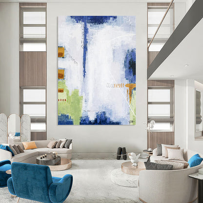“Cool Tones Abstract - Blues, Greens, and Playful Elements” Painting On Canvas CT2391