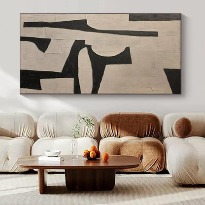 “Black - White Geometric Abstract” ，Abstract Geometric Acrylic Art CT0945