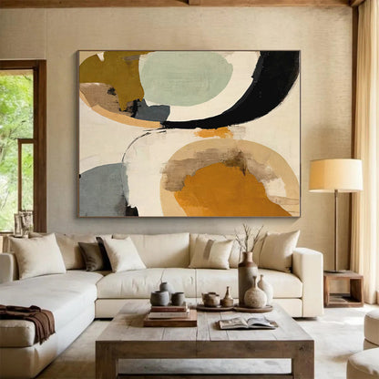 Circular Shapes in Warm Tones, “Sunny Circles” - Abstract Geometric Acrylic Painting CT0741